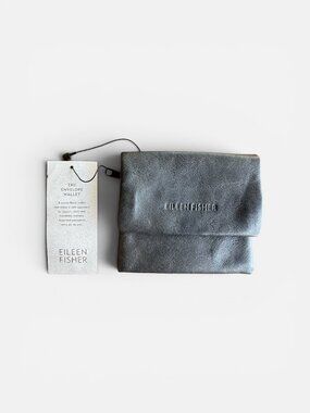 Eileen Fisher Black Leather Envelope Wallet NWT